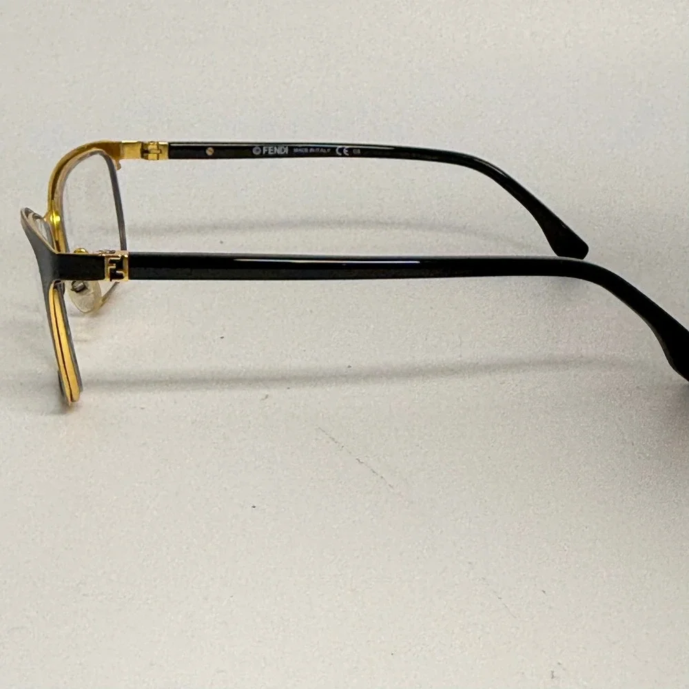 Fendi FF 0011 7SP Black Gold Cat Eye Eyeglasses Frames Italy 135mm
